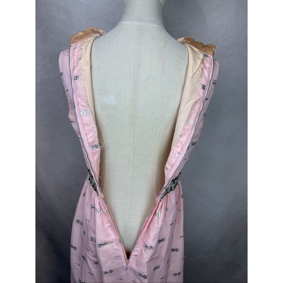 Vintage 1960s Brocade Hostess Dress Mod MCM Size Small READ/FLAWED - Picture 7 of 14